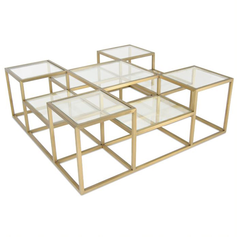 Кофейный стол Elodia Coffee Table Прозрачное Стекло матовое золото Кофейный стол Elodia Coffee Table Прозрачное Стекло матовое золото в Брянске | Loft Concept