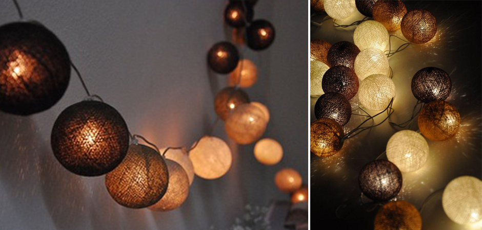 Гирлянда хлопковые фонарики Сotton Ball Brown - Loft-Concept в Брянске