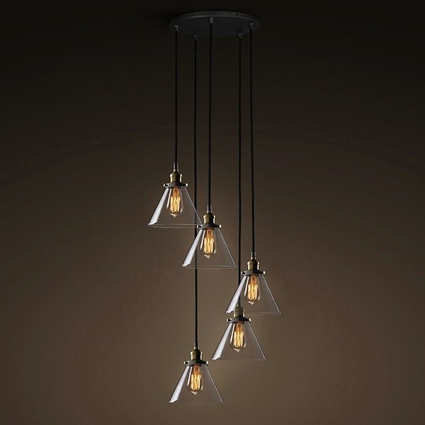 Подвесной светильник Loft Clear Glass Wide Cloche 5 Черный в Брянске | Loft Concept 