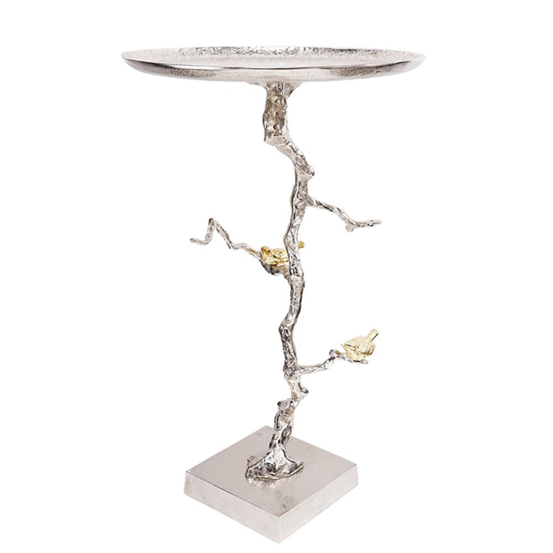 Приставной столик Tree Branch & Bird Сатиновое Серебро Золотой Приставной столик Tree Branch & Bird Сатиновое Серебро Золотой в Брянске | Loft Concept