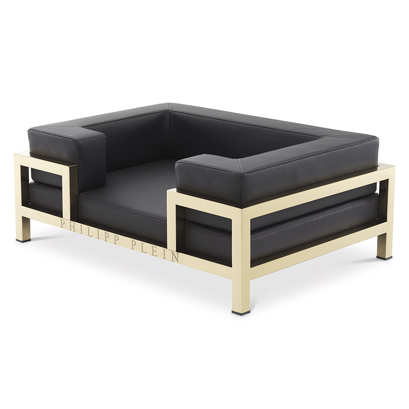Лежанка для домашних животных Philipp Plein Dogbed High Conic L Gold Черный Золотой в Брянске | Loft Concept 