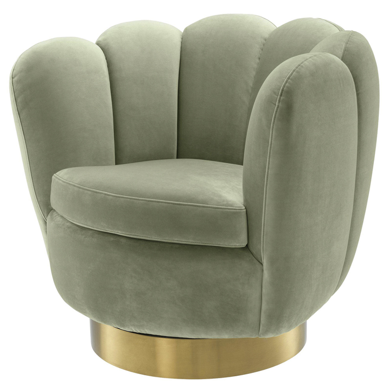Кресло Eichholtz Swivel Chair Mirage pistache green Зеленый шалфей Матовая латунь Кресло Eichholtz Swivel Chair Mirage pistache green Зеленый шалфей Матовая латунь в Брянске | Loft Concept