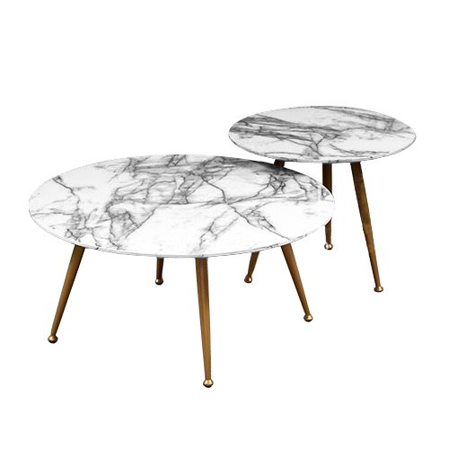 Комплект из двух столов Marble & Brass Латунь Белый Комплект из двух столов Marble & Brass Латунь Белый в Брянске | Loft Concept