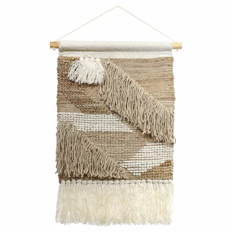 Панно из шерсти и хлопка с узором Beige Calista Cascade Бежевый Панно из шерсти и хлопка с узором Beige Calista Cascade Бежевый в Брянске | Loft Concept