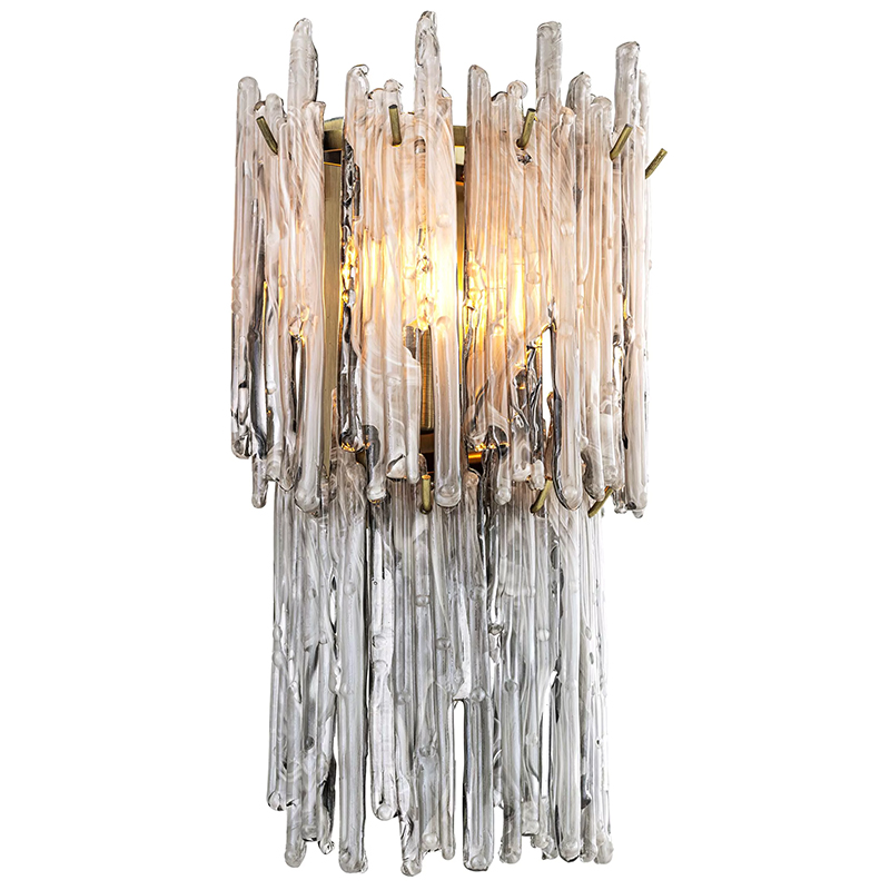 Бра Eichholtz Wall Lamp Saint Roch Double Латунь Прозрачное Стекло Стекло Смок в Брянске | Loft Concept 