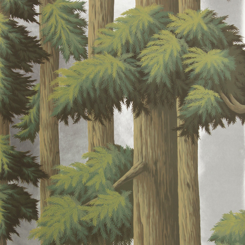Обои ручная роспись Redwoods Sequoia on Sterling Silver gilded paper Обои ручная роспись Redwoods Sequoia on Sterling Silver gilded paper в Брянске | Loft Concept