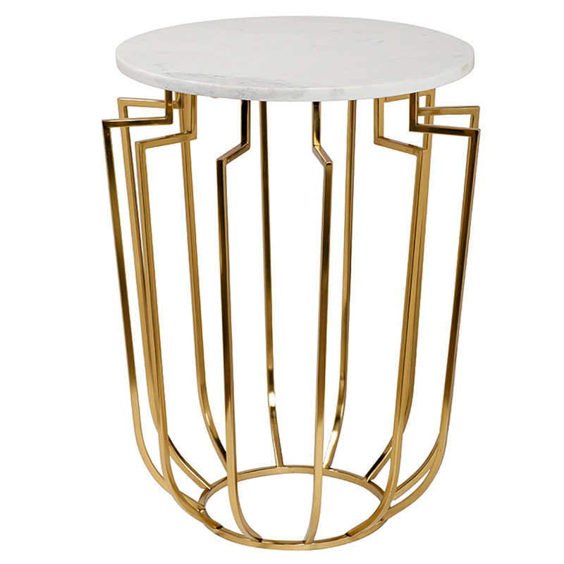 Приставной стол Embret Marble Side Table Глянцевое золото Белый Мрамор Bianco Приставной стол Embret Marble Side Table Глянцевое золото Белый Мрамор Bianco в Брянске | Loft Concept