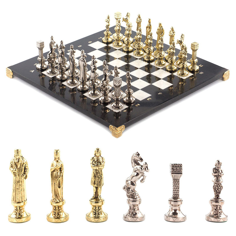 Шахматы Ренессанс с доской из натурального мрамора Decorative Thematic Chess Золотой Серебряный Черный Белый Шахматы Ренессанс с доской из натурального мрамора Decorative Thematic Chess Золотой Серебряный Черный Белый в Брянске | Loft Concept