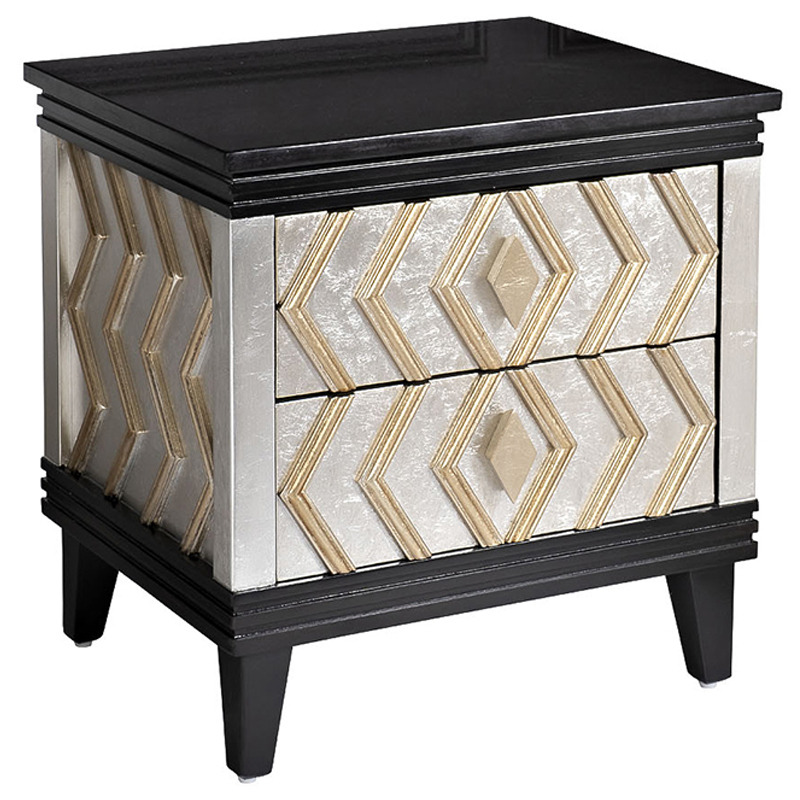 Тумба с каменной столешницей Birgit Nightstand Черный Серебряный Тумба с каменной столешницей Birgit Nightstand Черный Серебряный в Брянске | Loft Concept