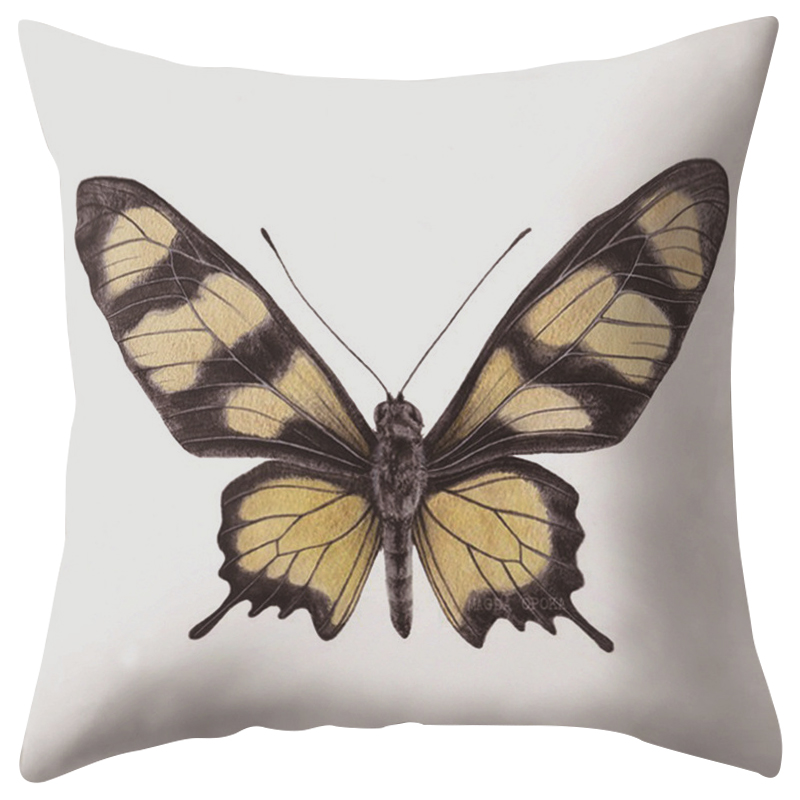 Декоративная подушка Yellow Butterfly Белый Желтый Черный Декоративная подушка Yellow Butterfly Белый Желтый Черный в Брянске | Loft Concept