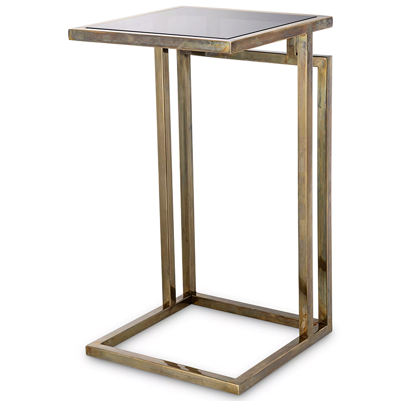 Приставной стол Eichholtz Side Table Marcus Brass Латунь Стекло Смок Приставной стол Eichholtz Side Table Marcus Brass Латунь Стекло Смок в Брянске | Loft Concept