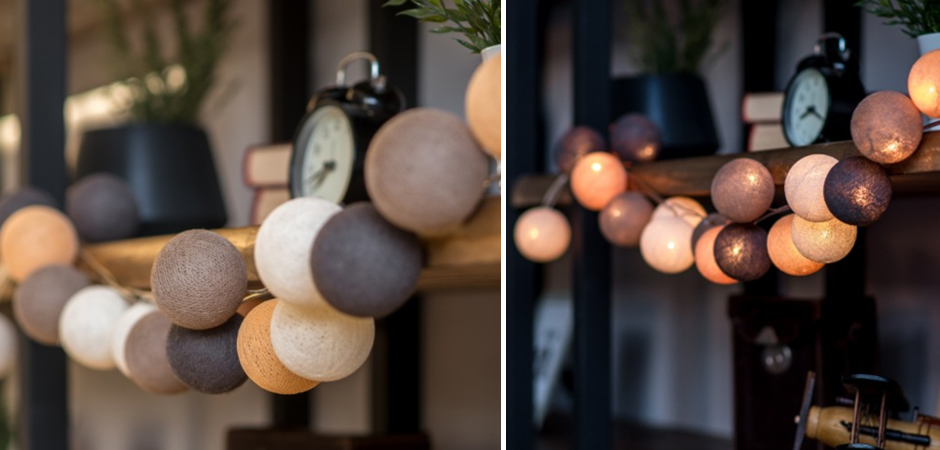 Гирлянда хлопковые фонарики Сotton Ball Clay - Loft-Concept в Брянске