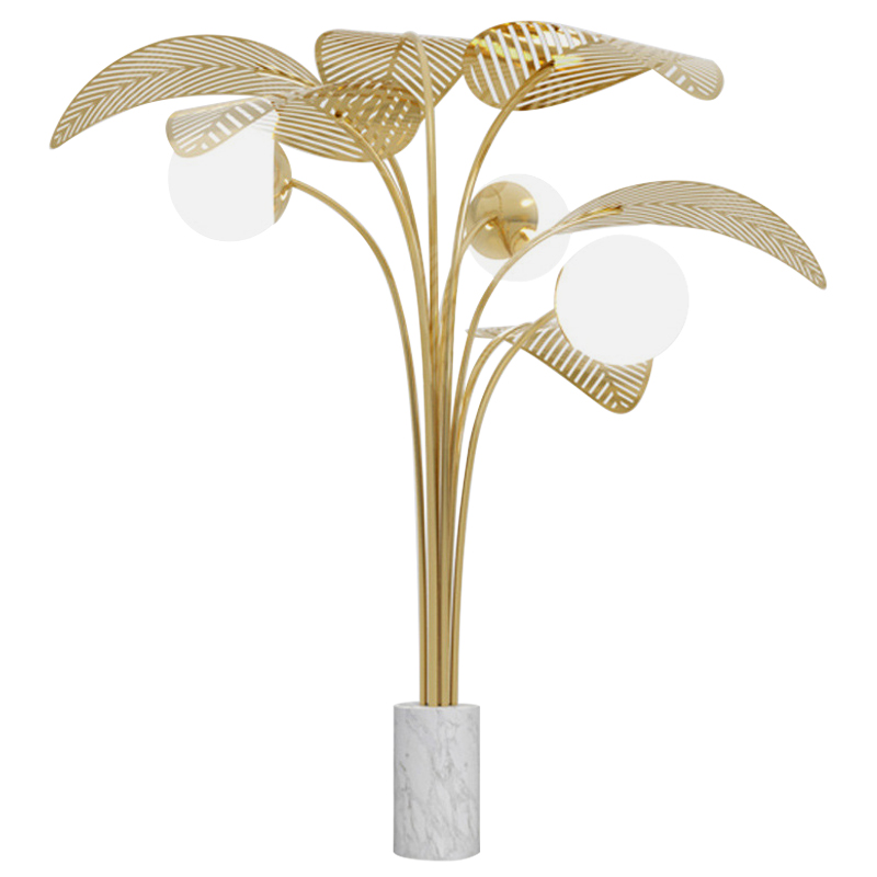 Торшер Palm Tree Light Three Floor Lamp Белый Золотой Белый Мрамор Bianco Торшер Palm Tree Light Three Floor Lamp Белый Золотой Белый Мрамор Bianco в Брянске | Loft Concept