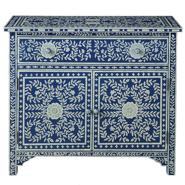 Комод инкрустация костью ORIENTAL Indian синий орнамент Синий Комод инкрустация костью ORIENTAL Indian синий орнамент Синий в Брянске | Loft Concept