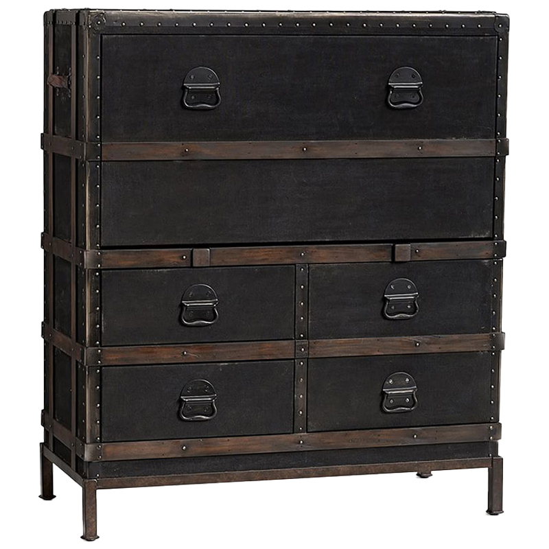 Комод в винтажном стиле Derik Vintage Chest of Drawers Черный Черный Коричневый винтаж Комод в винтажном стиле Derik Vintage Chest of Drawers Черный Черный Коричневый винтаж в Брянске | Loft Concept