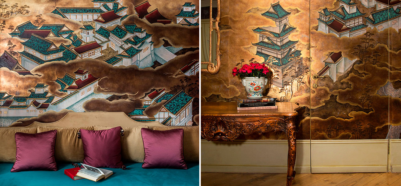 Обои ручная роспись Imperial Palace Original colourway on Deep Rich Gold gilded paper - фото