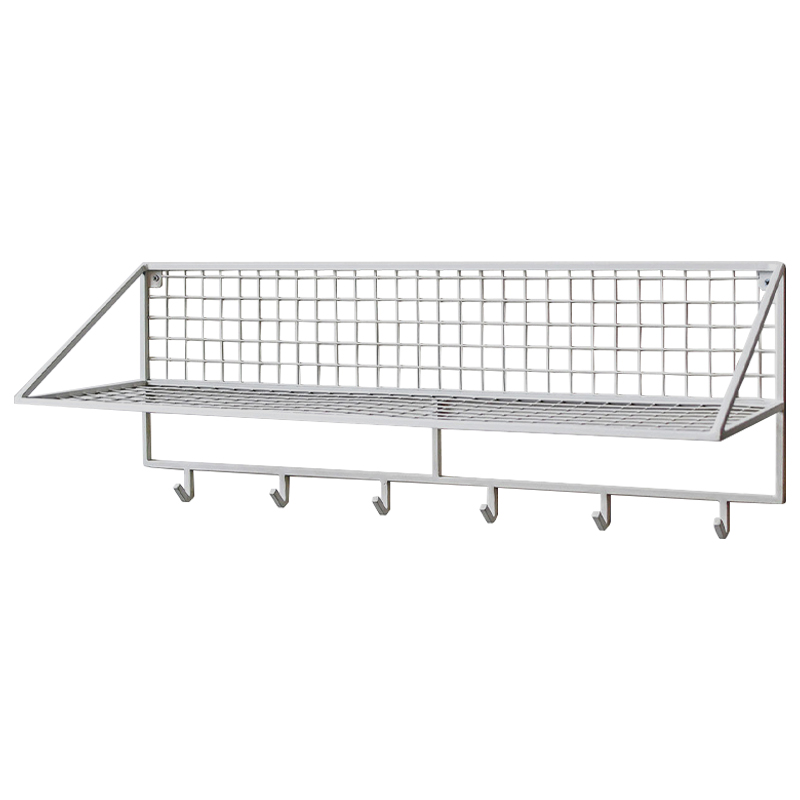 Вешалка с полкой Rhian Industrial Metal Rust Shelf White Белый в Брянске | Loft Concept 
