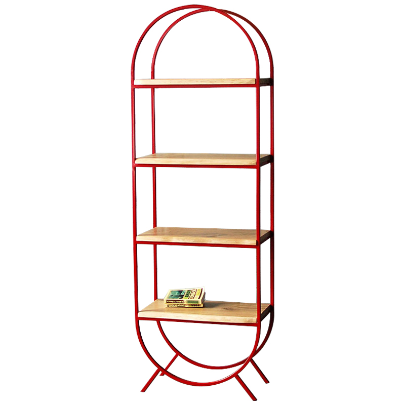 Стеллаж Rumo Industrial Metal Rust Rack Красный Древесина Стеллаж Rumo Industrial Metal Rust Rack Красный Древесина в Брянске | Loft Concept