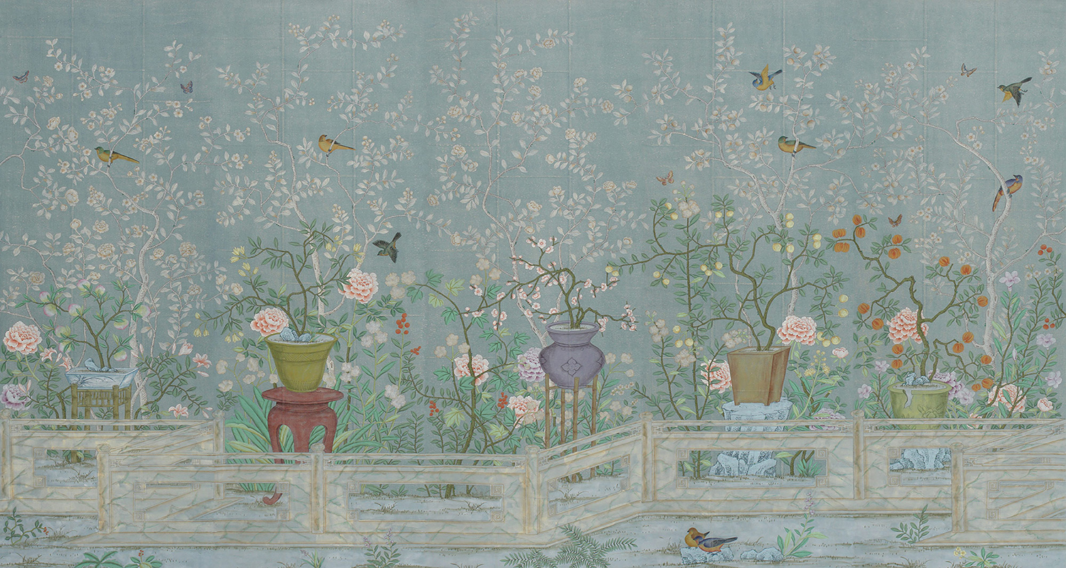 Обои ручная роспись Temple Newsam Blue Grey - фото