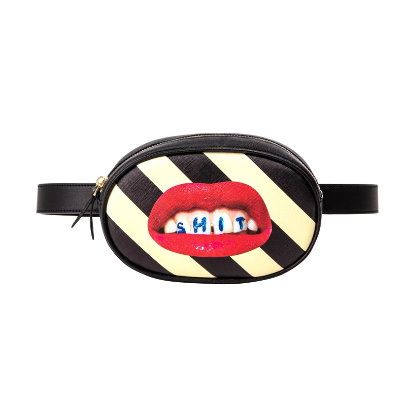 Поясная сумка Seletti Shit Striped Черный Красный Белый в Брянске | Loft Concept 