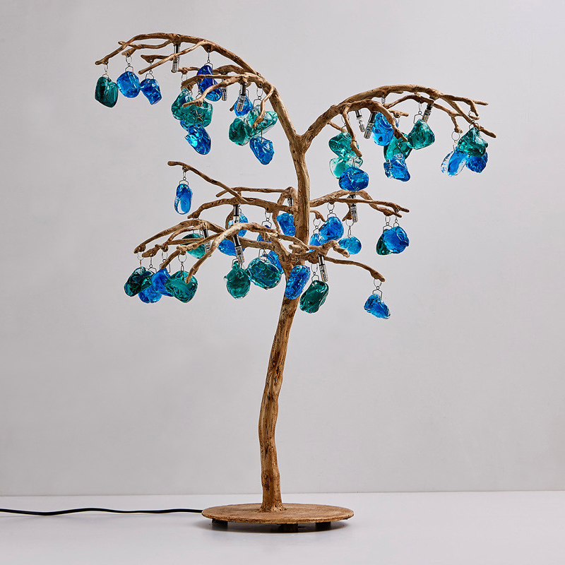 Настольная лампа Precious Tree Table lamp Винтажное Темное Золото  Синий Бирюзовый в Брянске | Loft Concept 