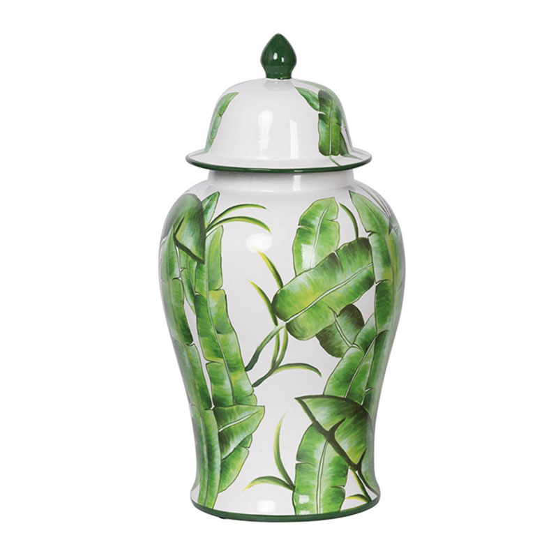 Ваза Vase Green Leaves I Белый Зеленый Ваза Vase Green Leaves I Белый Зеленый в Брянске | Loft Concept