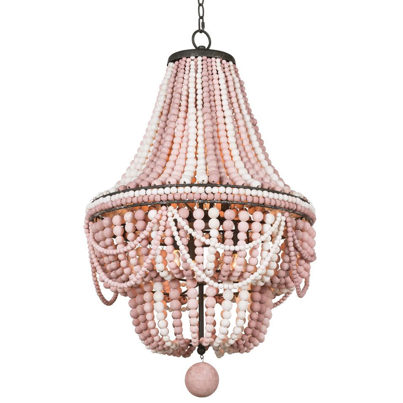 Люстра каплевидной формы украшенная розовыми круглыми бусинами Pink Beads Chandelier Розовый Белый Люстра каплевидной формы украшенная розовыми круглыми бусинами Pink Beads Chandelier Розовый Белый в Брянске | Loft Concept