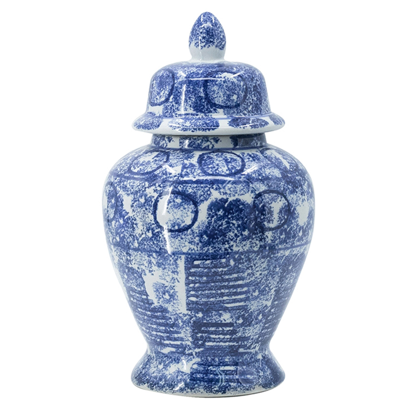Ваза с крышкой Abstraction Vase Синий Белый Ваза с крышкой Abstraction Vase Синий Белый в Брянске | Loft Concept