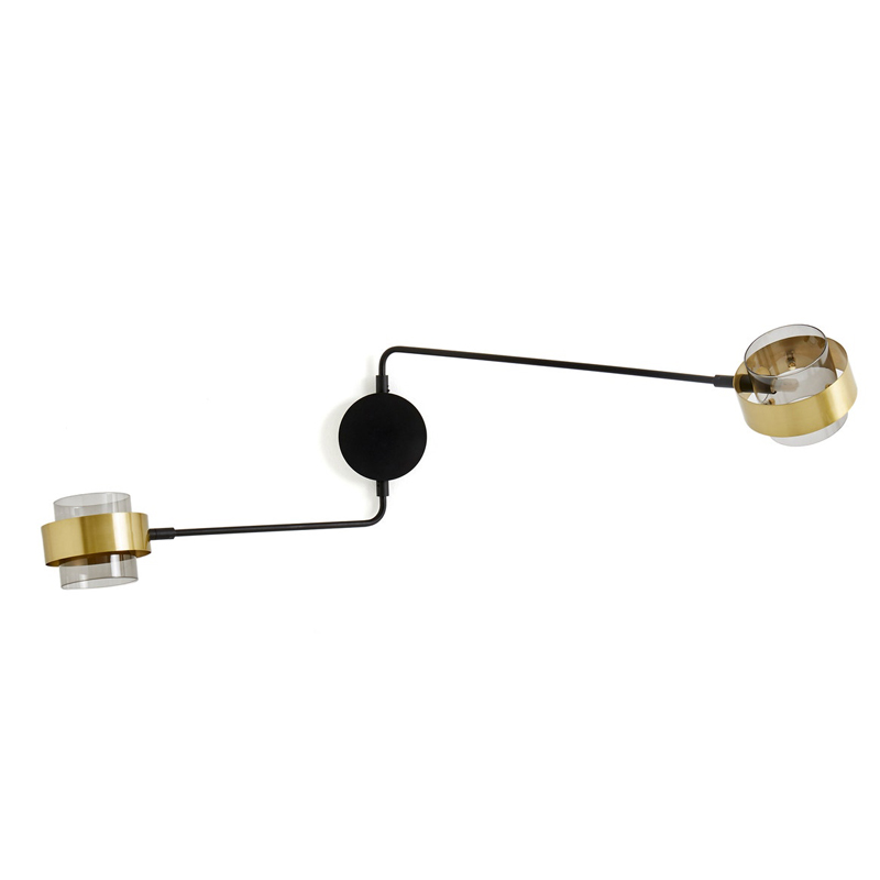Бра Truvor Sconce Double Стекло Смок Латунь Черный Бра Truvor Sconce Double Стекло Смок Латунь Черный в Брянске | Loft Concept