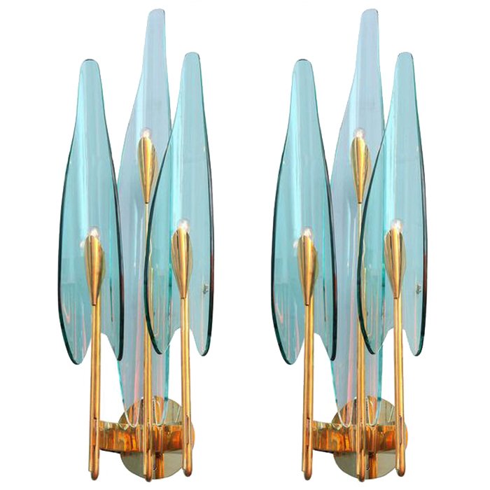 Бра Max Ingrand for Fontana Arte Sconces Золотой Синий Бра Max Ingrand for Fontana Arte Sconces Золотой Синий в Брянске | Loft Concept