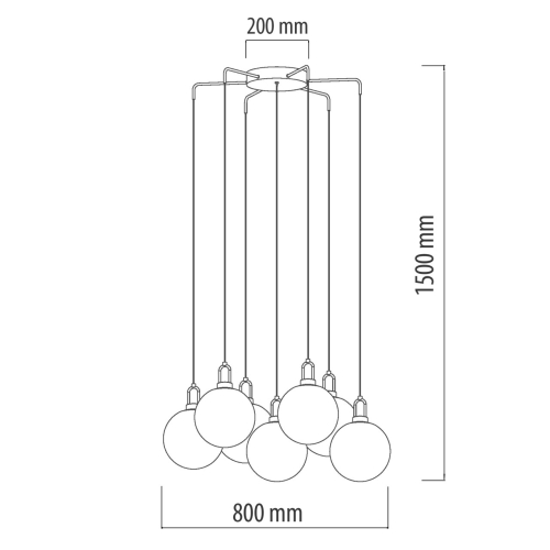 Люстра с 7-ю плафонами из прозрачного стекла в форме шара Orb Cascade  в Брянске