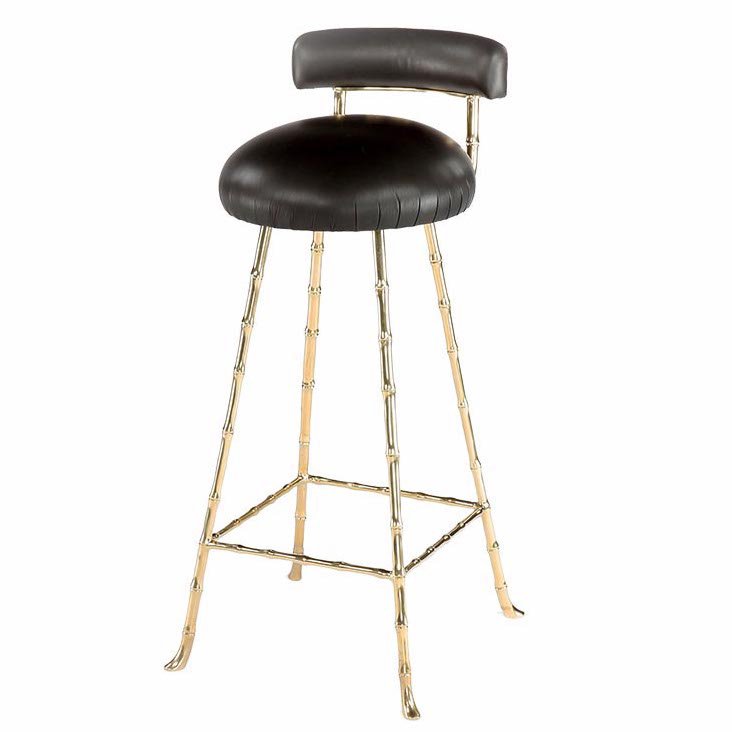 Барный стул High Upholstered Bar Stool Глянцевое золото Черный Барный стул High Upholstered Bar Stool Глянцевое золото Черный в Брянске | Loft Concept