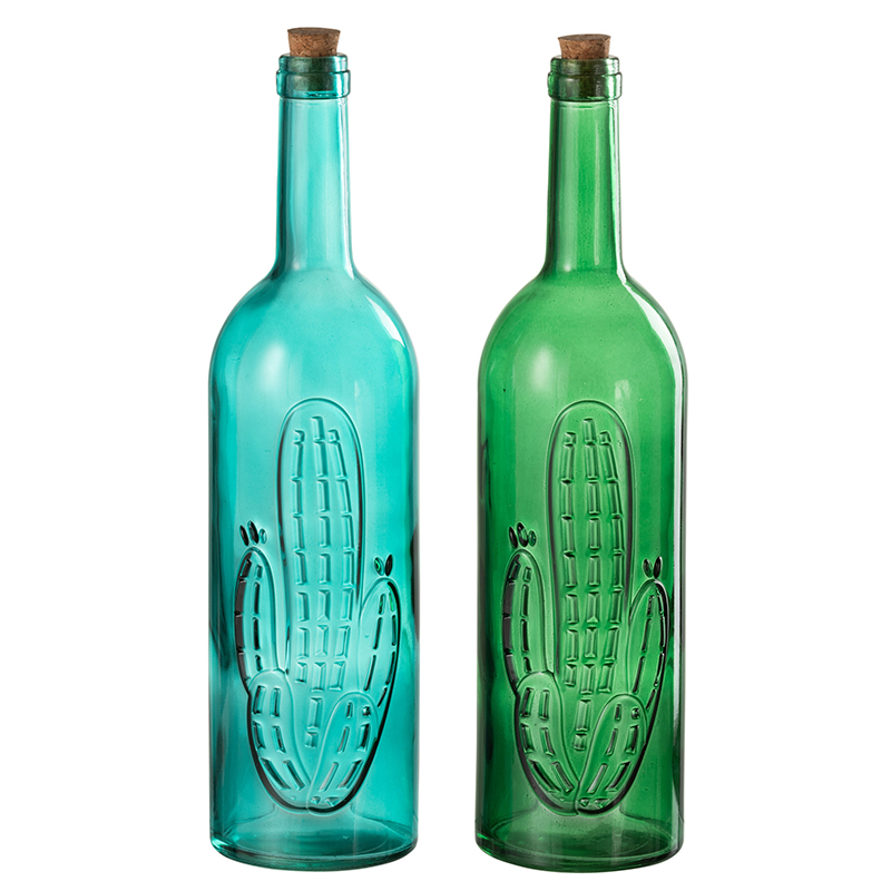 Набор декоративных бутылок Blue Green Cactus Голубой Зеленый Набор декоративных бутылок Blue Green Cactus Голубой Зеленый в Брянске | Loft Concept
