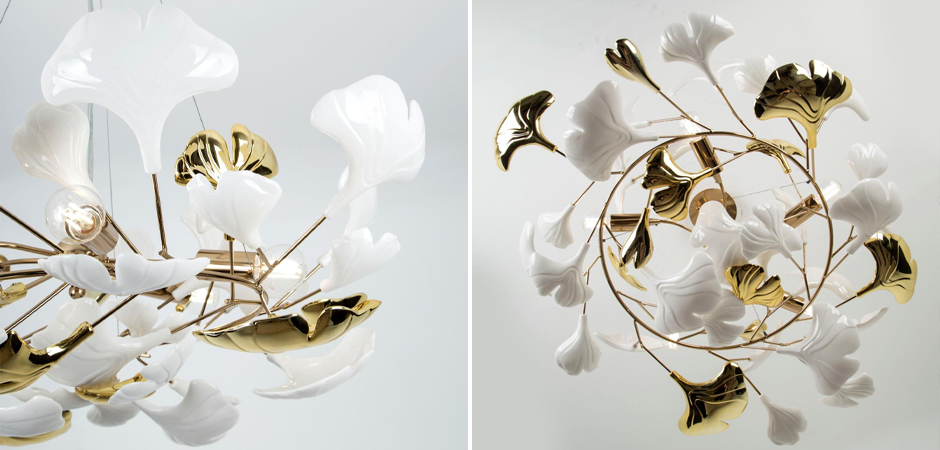 Люстра Wintery flover Gold с Белыми декоративными плафонами Люстра Wintery flover Gold с Белыми декоративными плафонами - Loft-Concept в Брянске