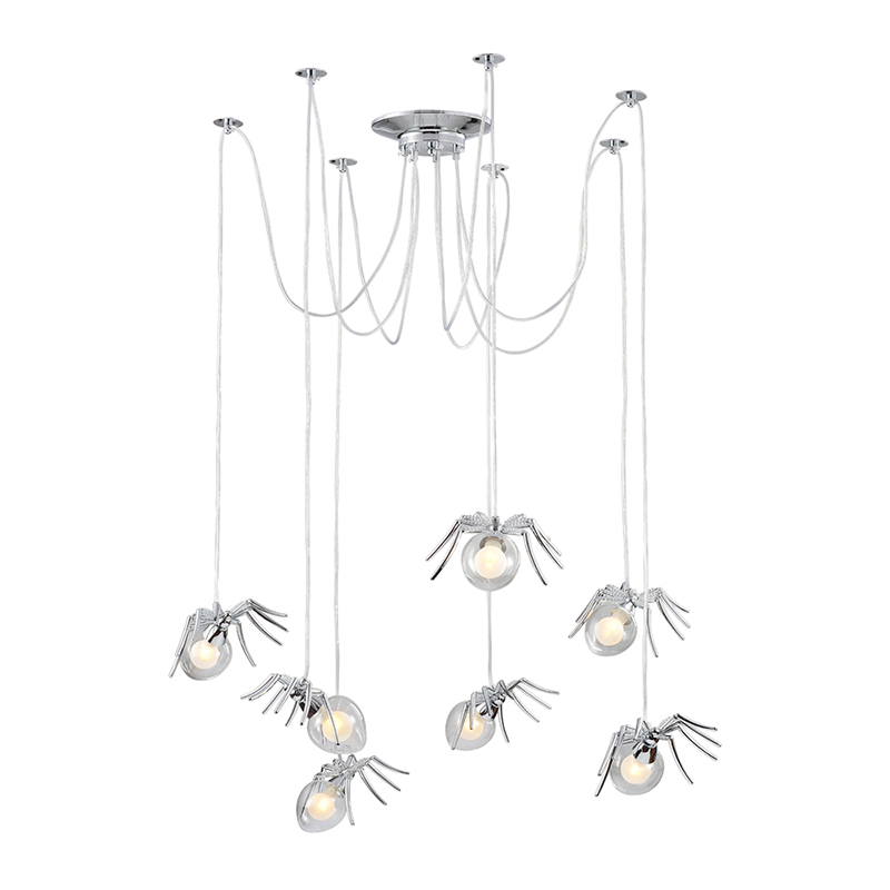 Люстра серебряная Паук Spiders lamp 7 Серебряный Прозрачный Люстра серебряная Паук Spiders lamp 7 Серебряный Прозрачный в Брянске | Loft Concept