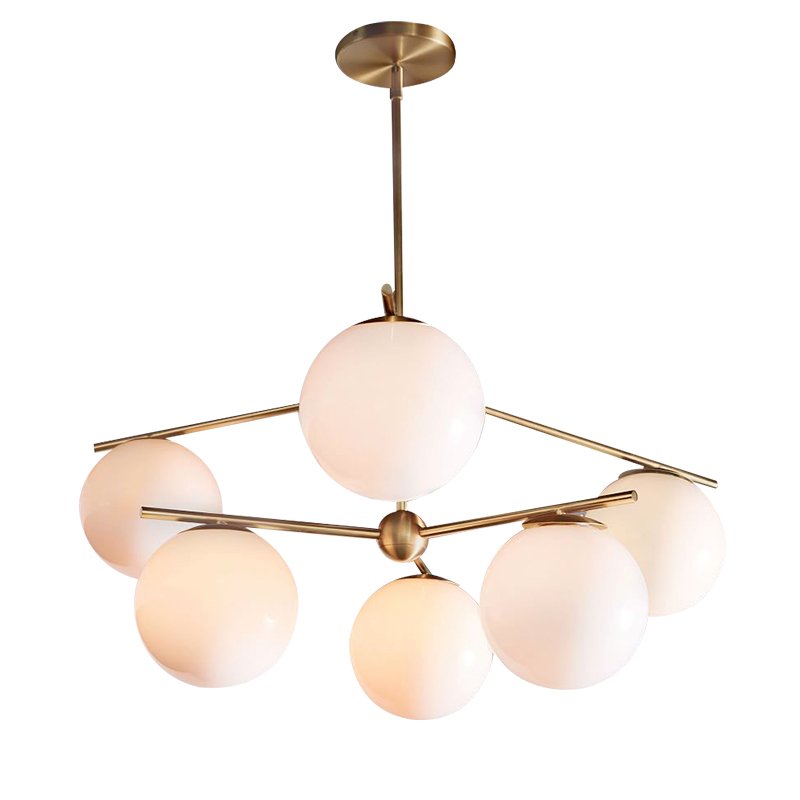 Люстра Sphere Stem 6-Light Chandelier Bronze Латунь Белый Люстра Sphere Stem 6-Light Chandelier Bronze Латунь Белый в Брянске | Loft Concept