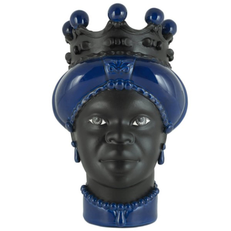 Ваза VASE MORO LADY CROWN DARK blue Черный Синий Ваза VASE MORO LADY CROWN DARK blue Черный Синий в Брянске | Loft Concept