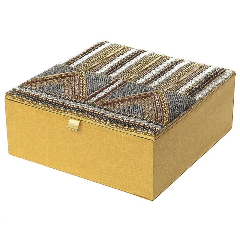 Шкатулка с вышивкой из бисера Lixin Beads Embroidery Box Золотой Серебряный Коричневый в Брянске | Loft Concept 