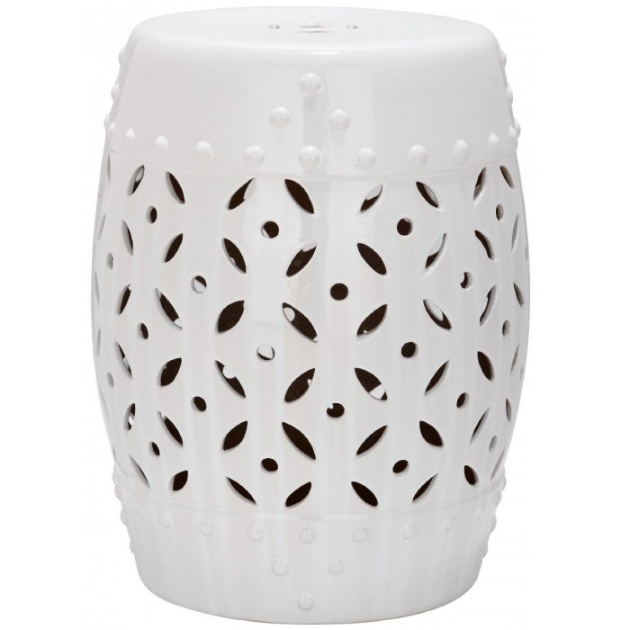 Керамический табурет Coin Lattice Garden Stool - White Белый Керамический табурет Coin Lattice Garden Stool - White Белый в Брянске | Loft Concept