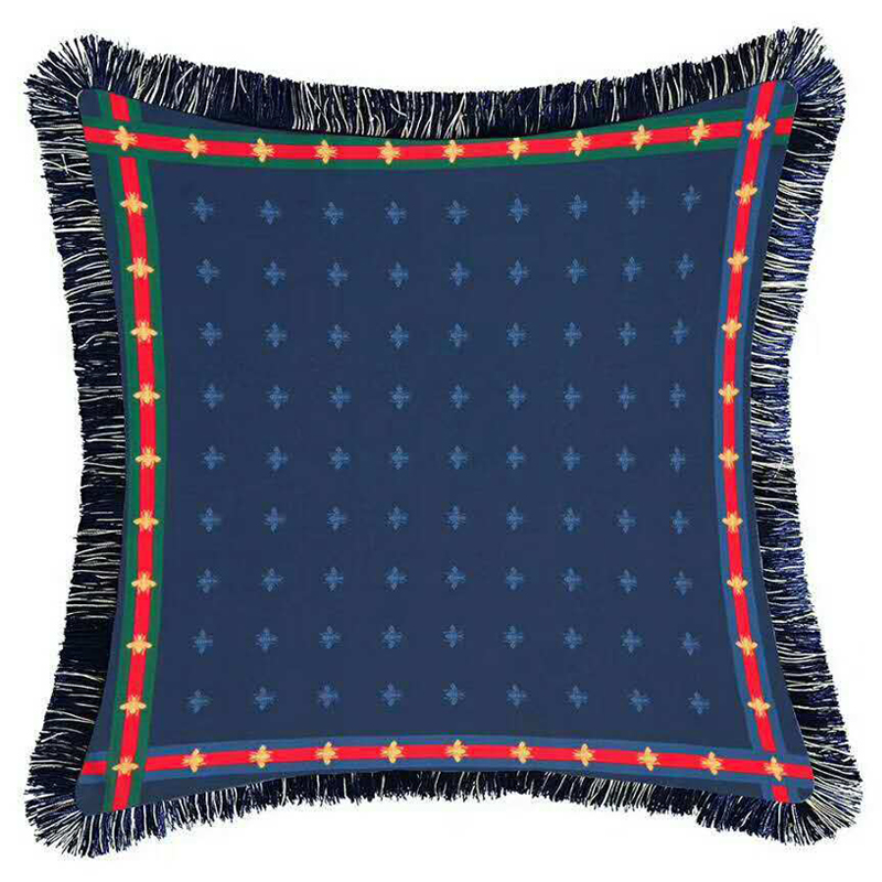 Декоративная подушка Cтиль Gucci Bee Pattern Blue Синий Декоративная подушка Cтиль Gucci Bee Pattern Blue Синий в Брянске | Loft Concept