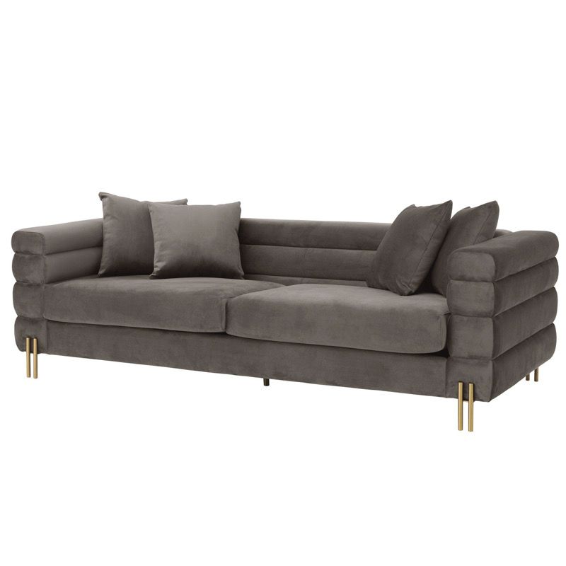 Диван Eichholtz Sofa York grey Серый Латунь Диван Eichholtz Sofa York grey Серый Латунь в Брянске | Loft Concept