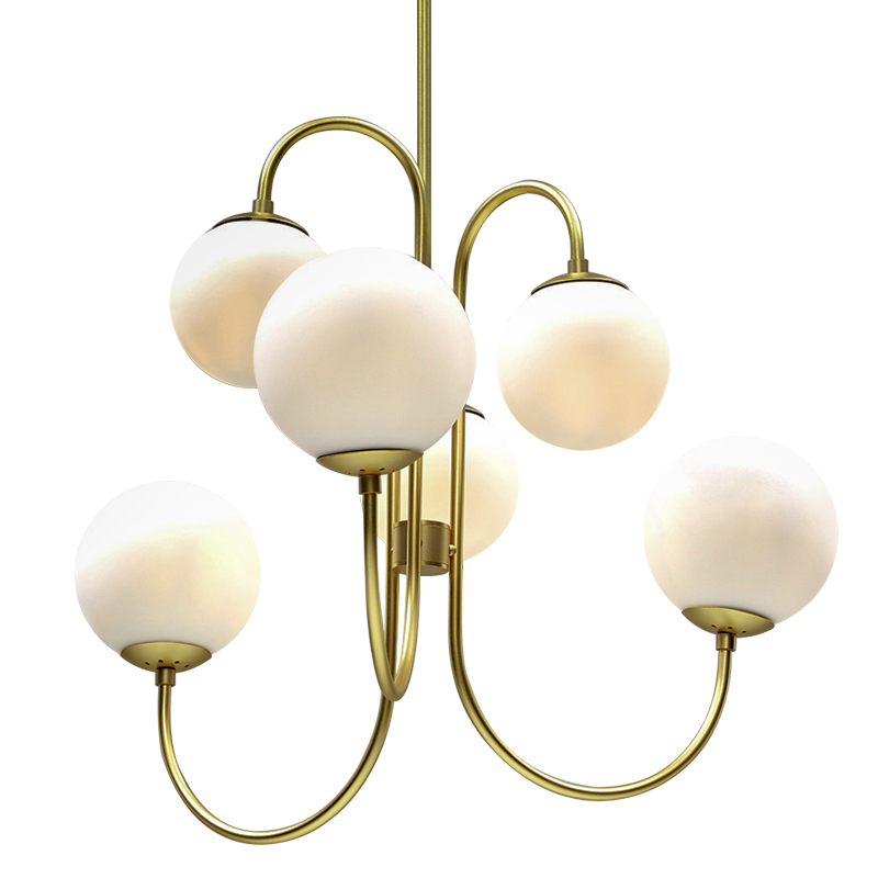 Люстра Gooseneck Pelle Gold Chandelier Белый Золотой Люстра Gooseneck Pelle Gold Chandelier Белый Золотой в Брянске | Loft Concept