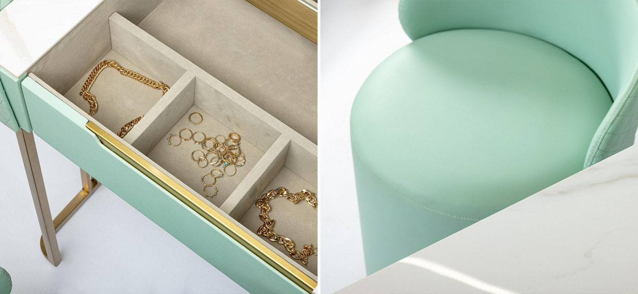 Туалетный столик в комплекте с пуфом Diassa Mint - фото №2