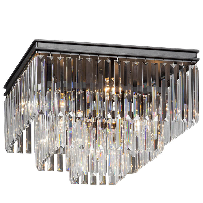 Потолочный светильник ODEON CLEAR GLASS 3-TIER 52 см Черный Потолочный светильник ODEON CLEAR GLASS 3-TIER 52 см Черный в Брянске | Loft Concept