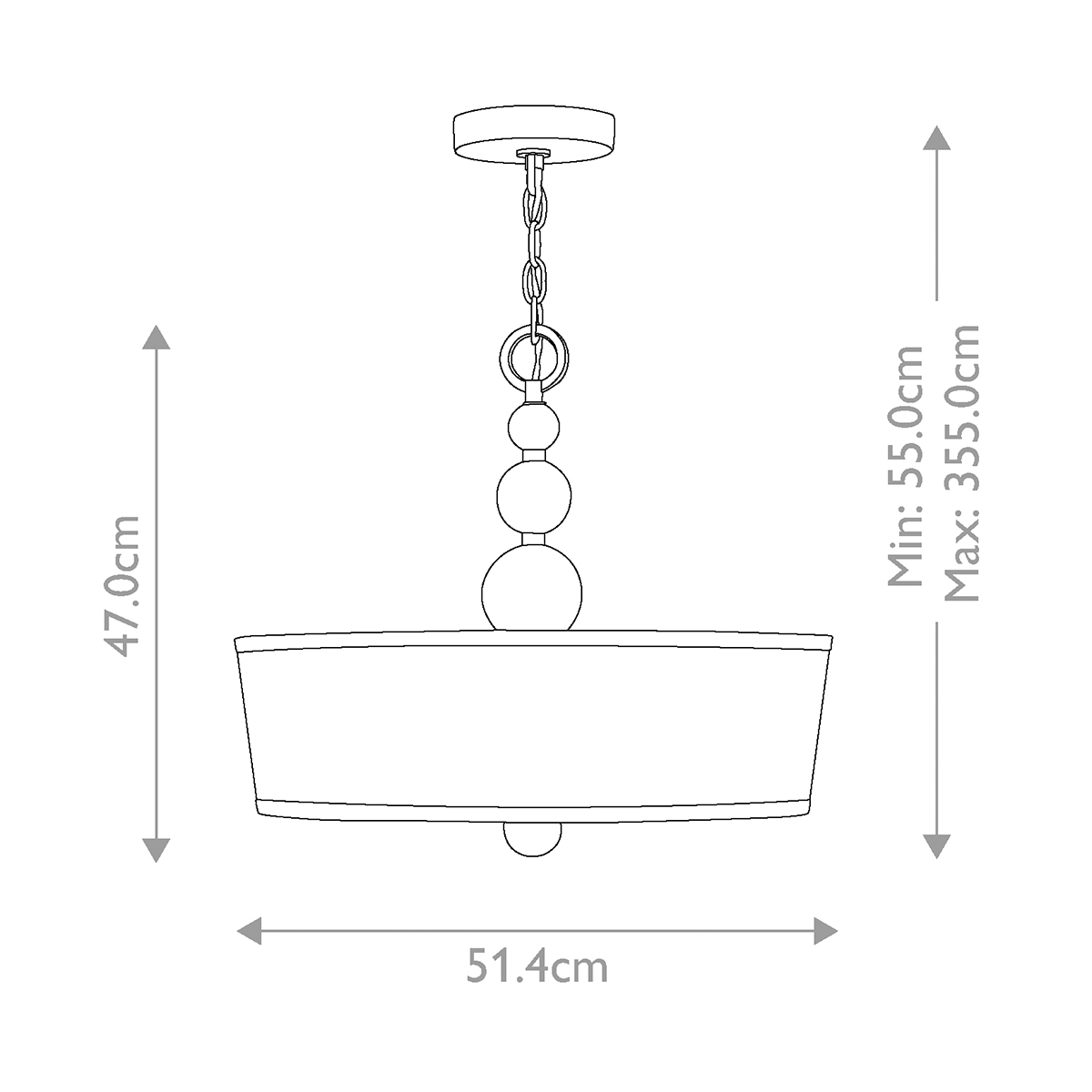 Люстра подвесная с белым тканевым цилиндрическим абажуром и декоративными шарами Hinkley в Брянске