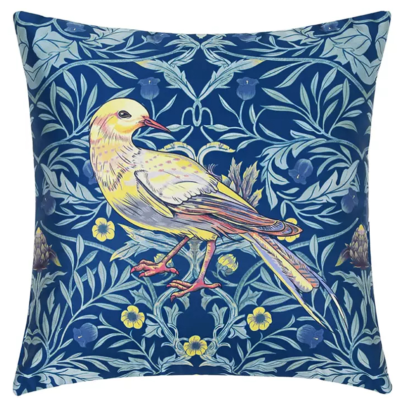 Декоративная подушка Bird and Flower Pattern Cushion Синий Мульти Декоративная подушка Bird and Flower Pattern Cushion Синий Мульти в Брянске | Loft Concept