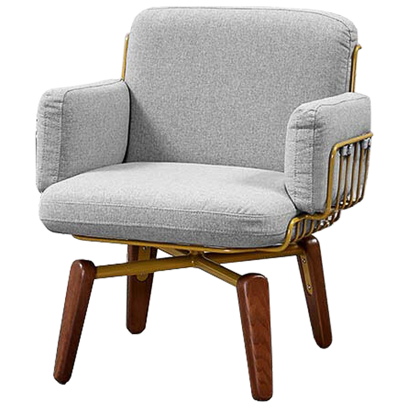 Кресло Frankie Armchair Светло-серый Коричневый Бронза Кресло Frankie Armchair Светло-серый Коричневый Бронза в Брянске | Loft Concept