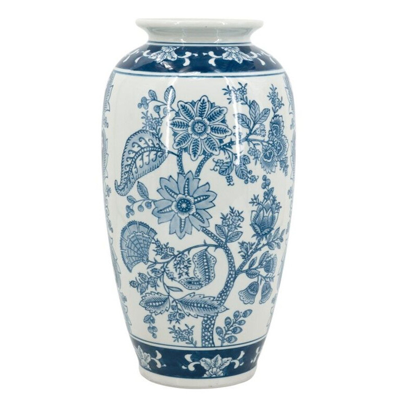 Ваза с синим цветочным орнаментом Blue & White Ornament Белый Синий Ваза с синим цветочным орнаментом Blue & White Ornament Белый Синий в Брянске | Loft Concept