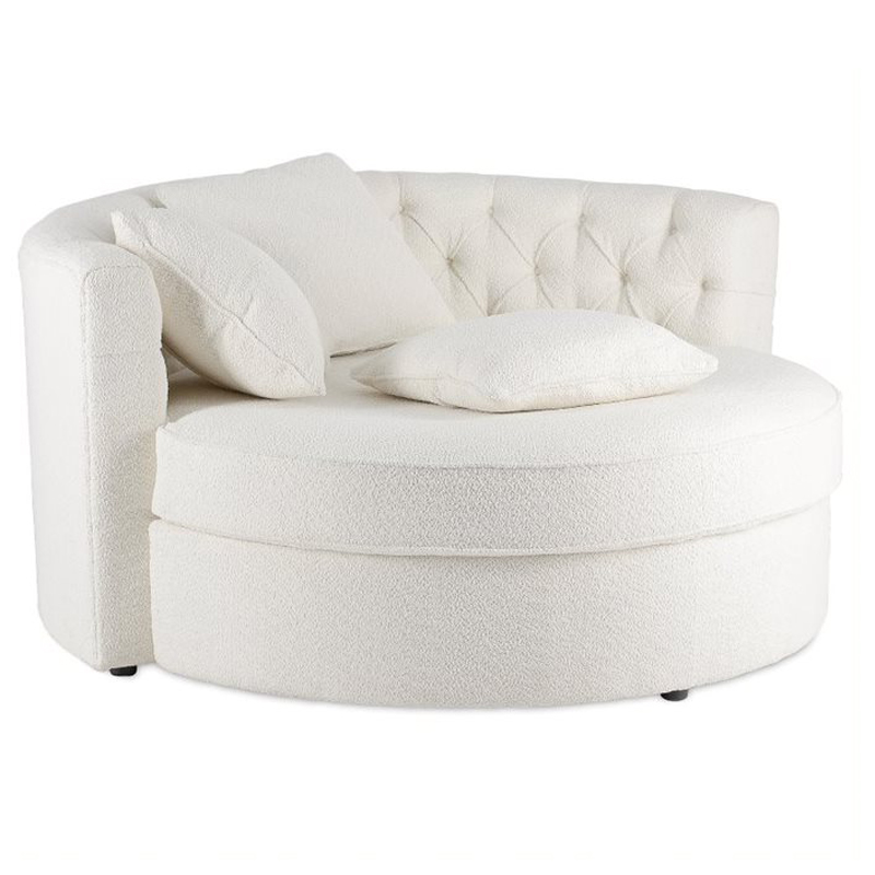 Кушетка круглая с обивкой из ткани букле Milky Boucle Chair Белая Молочный в Брянске | Loft Concept 