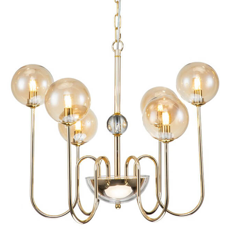 Люстра Sheiry Glass Ball Chandelier 6 Глянцевое золото Янтарный Люстра Sheiry Glass Ball Chandelier 6 Глянцевое золото Янтарный в Брянске | Loft Concept